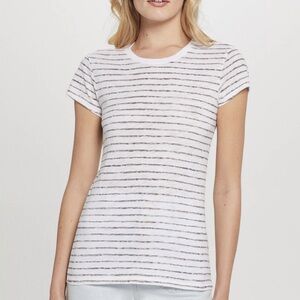 GOLDIE LEWINTER WATERCOLOR STRIPE RINGER TEE WHITE XS